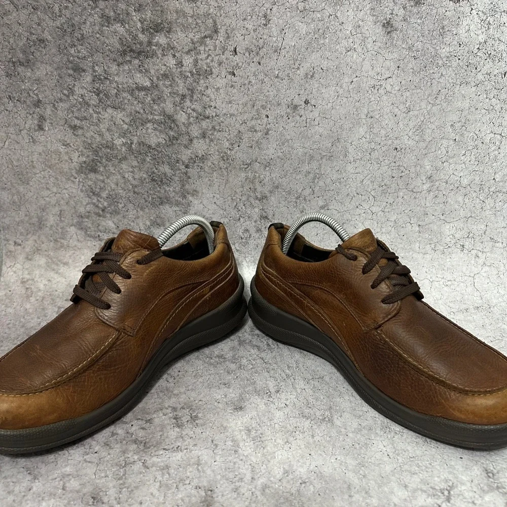 SAS Move On Shoes Mens 8 WW Brown Leather Comfort Lace Up Walking Moc Toe